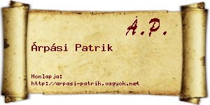 Árpási Patrik névjegykártya