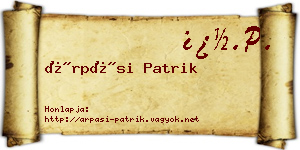 Árpási Patrik névjegykártya